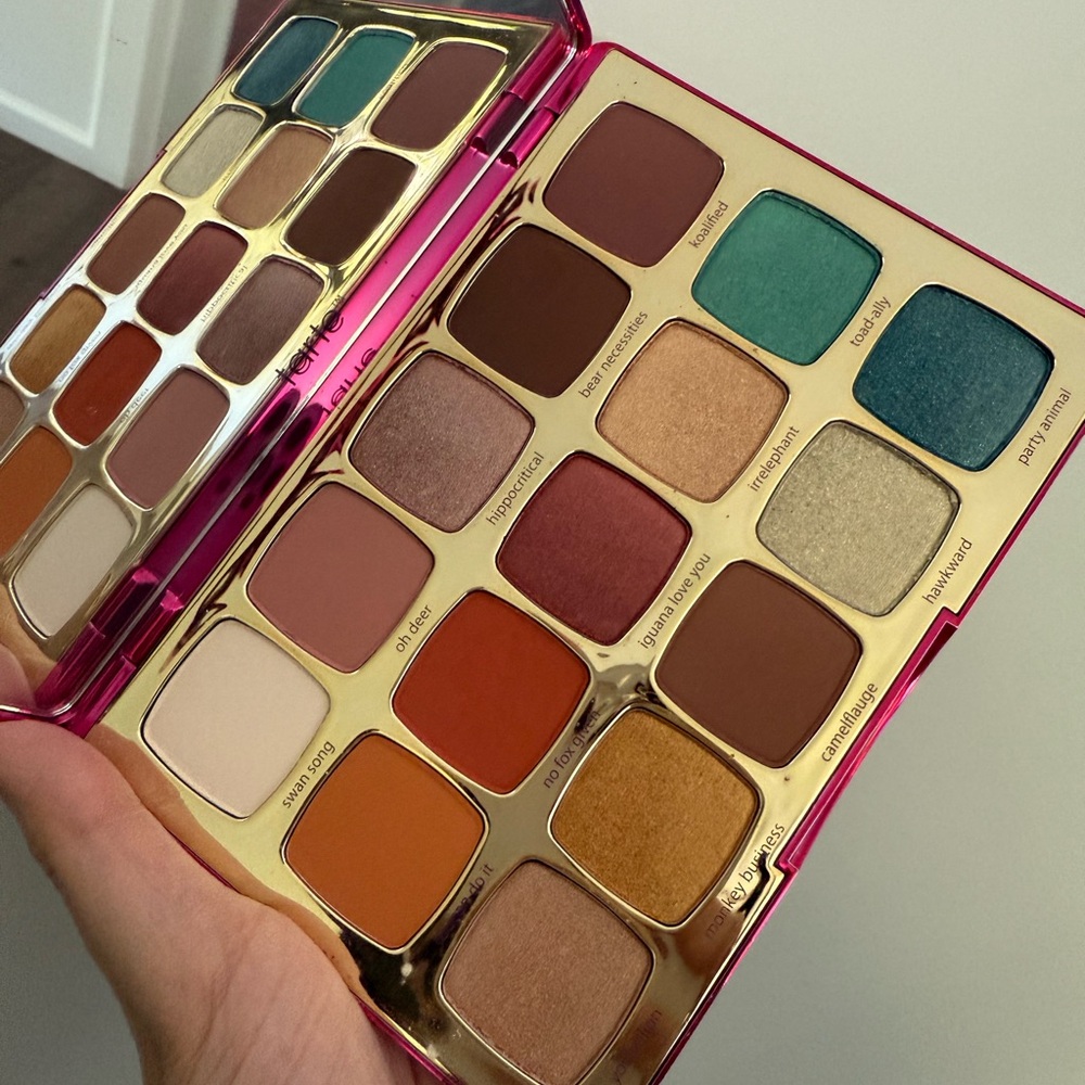 NWT! Tarte Unleashed Eyeshadow Palette with Teal, Gold, and Brown Shades